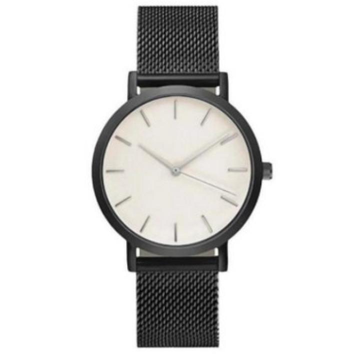 Hidzo Horloge Relogio ø 37 mm - Zwart/Wit - Inclusief horlogedoosje