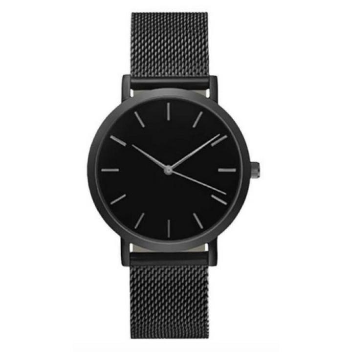 Hidzo Horloge Relogio ø 37 mm - Zwart/Zwart - Inclusief horlogedoosje