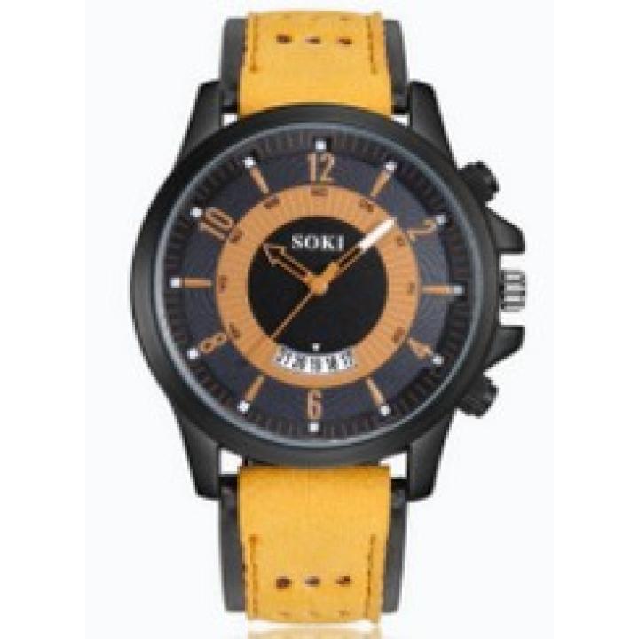 Hidzo Horloge Soki ø 37 mm - Geel - Inclusief horlogedoosje
