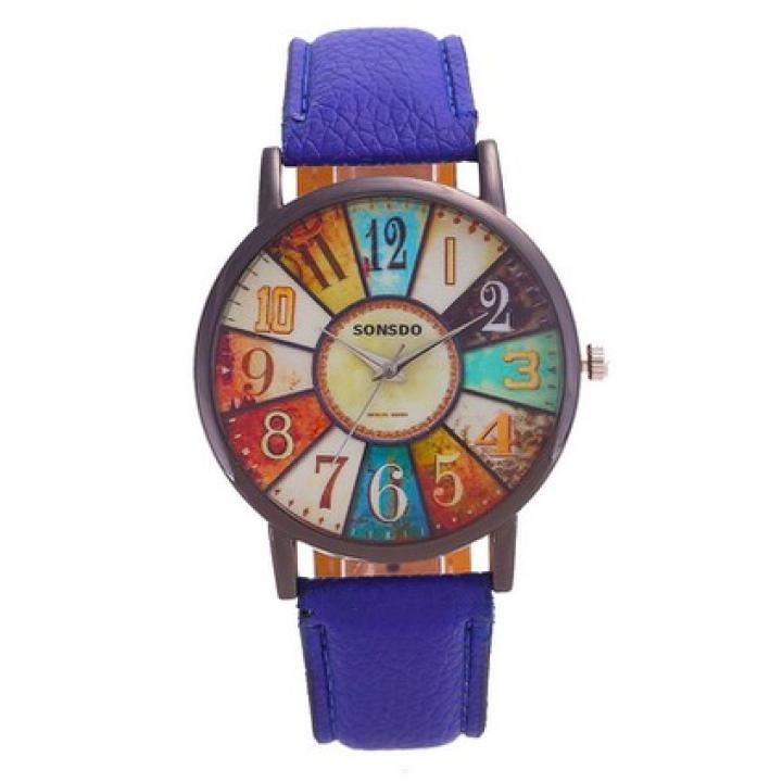 Hidzo Horloge Sonsdo ø 37 mm - Blauw - Kunstleer