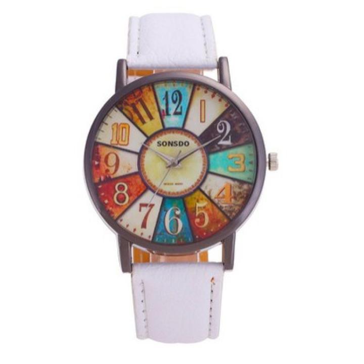 Hidzo Horloge Sonsdo ø 37 mm - Wit - Kunstleer