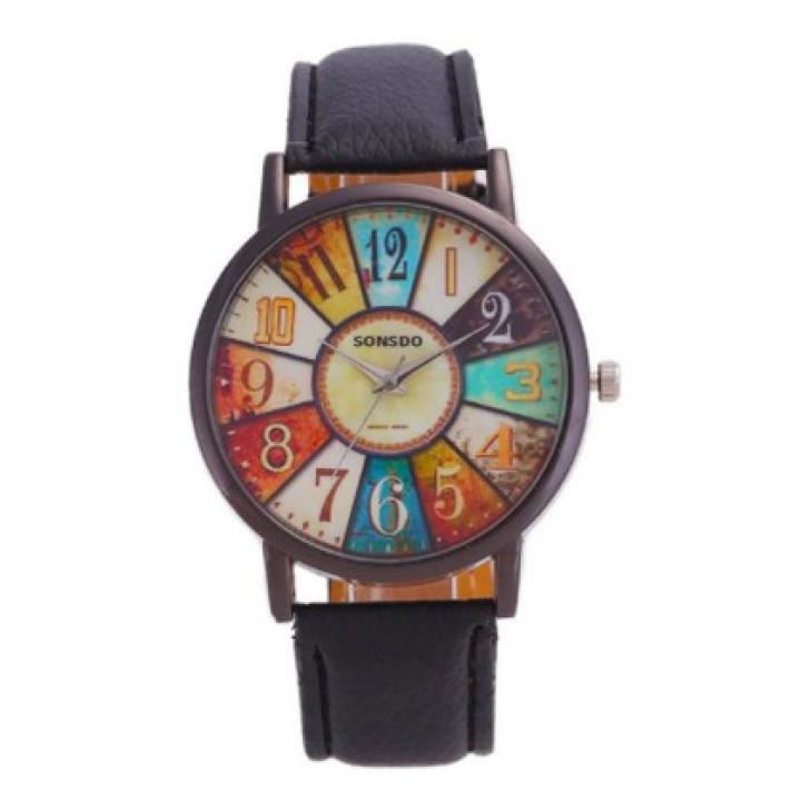 Hidzo Horloge Sonsdo ø 37 mm - Zwart - Kunstleer