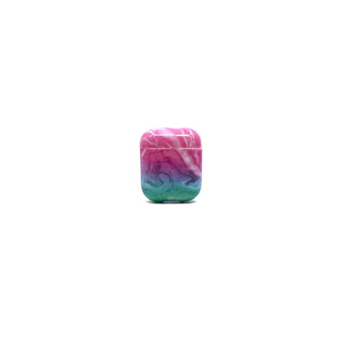 AirPods Marmer Case Cover - Beschermhoes - Groen/Blauw/Roze - Marmer AirPods Hoesje - Geschikt voor Apple AirPods 1 en 2