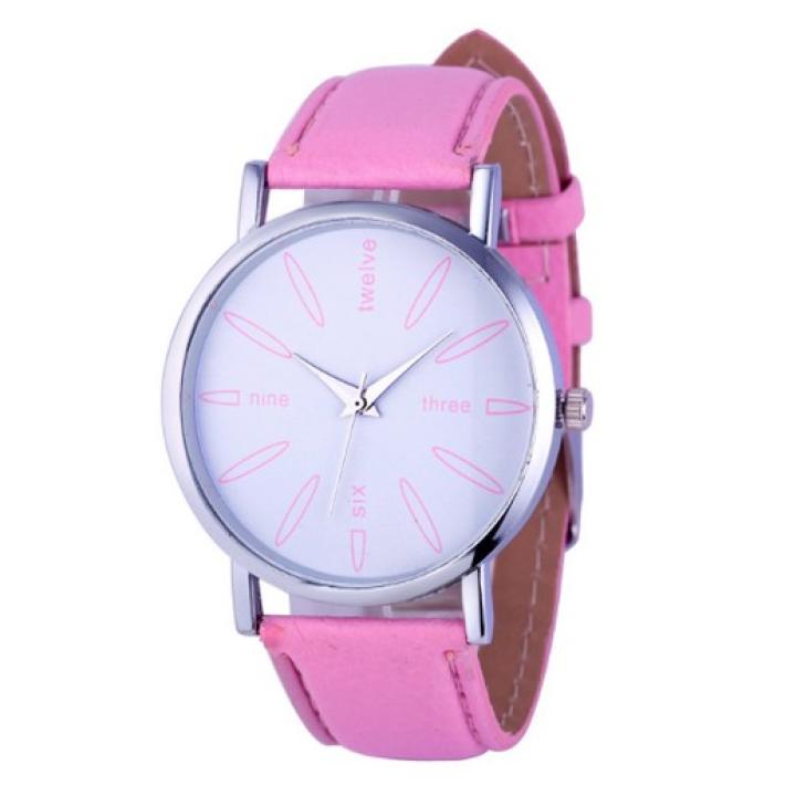 Hidzo Horloge Three, Six, Nine, Twelve ø 37 mm - Roze - Kunstleer