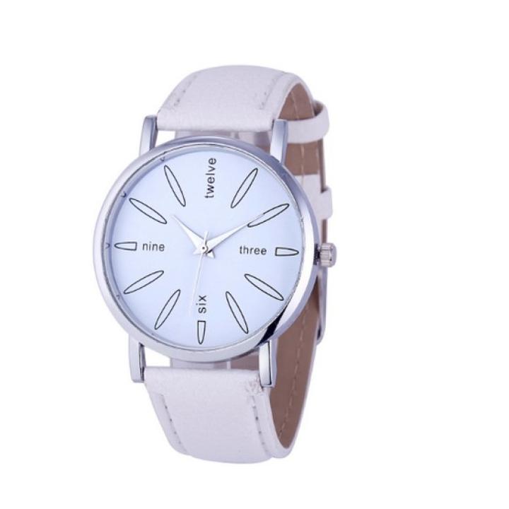 Hidzo Horloge Three, Six, Nine, Twelve ø 37 mm - Wit - Kunstleer