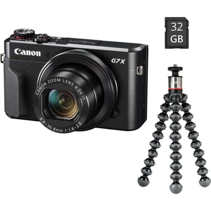 Canon PowerShot G7X Mark II - Vlog Kit - Inclusief Joby Gorilla 500 Tripod + 32GB SD-kaart