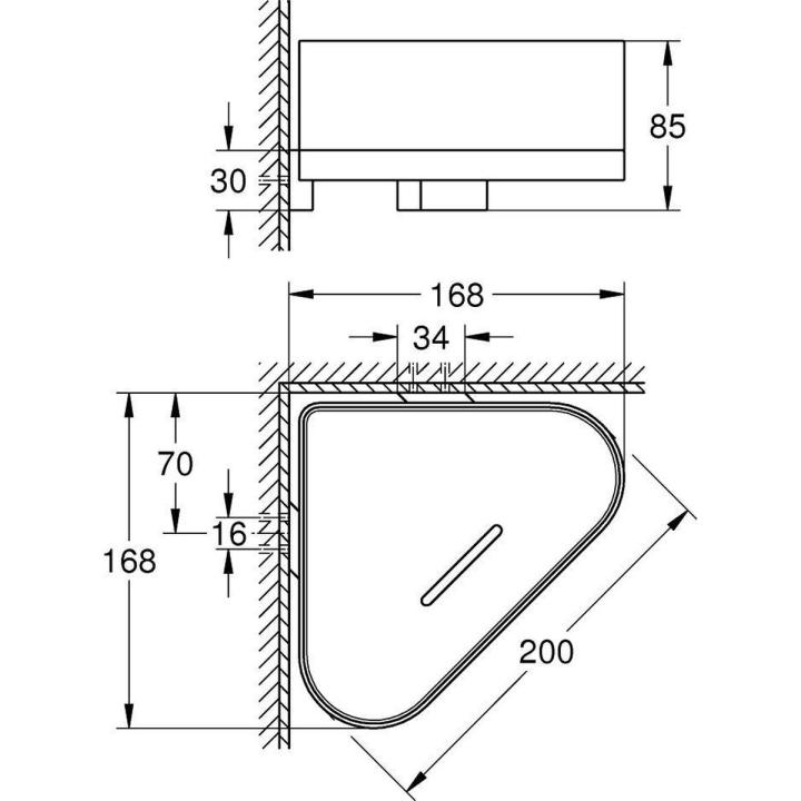 GROHE Selection hoek douchetray met houder - nikkel geborsteld (mat licht grijs) - 41038EN0