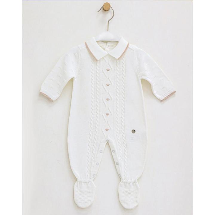 Knitted white babysuit