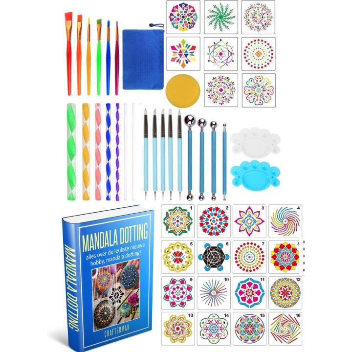 Crafterman Mandala Dotting set - 71 delig - Mandala schilderen - tekenen - stempelen - inclusief e-Book