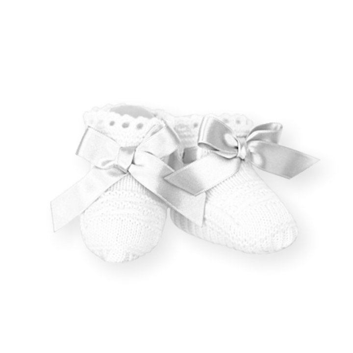 Witte bow newborn slofjes