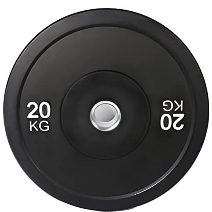 20kg Olympische Bumper Plate 2 "| Zwart | RVS Naaf | Barbell Plate | Hoge Impact Noise Resistant | Rubber Fitness Gym Apparatuur | CrossFit | Gewichtheffen | Thuis Workout | Bodybuilding 