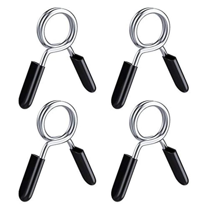 Dumbbell Barbell Spring Lock Collars, [4 Pcs] 30mm for Smooth Bar Barbell Weight and Plates, Exercise Collars Barbell Clip Clamps for Weightlifting, Strength Training, Gym Fitness, Black 