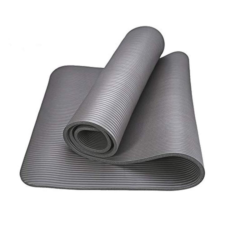 Gymnastiekmat, yogamat, fitnessmat, gewatteerd en antislip, met draagriem, voor fitness, pilates en gymnastiek, afmetingen 180 cm lengte, 60 cm breedte, 1 cm, dikte, zwart Default Title