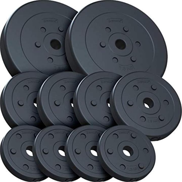 Halterschijven set 30 kg, Kunststof, 2x7,5 kg - 4x2,5 kg - 4x1,25 kg halterschijf, 30 mm boring, Gewichten, Voor effectieve krachttraining, Fitness, Gewichtsschijven, Schijvenset 