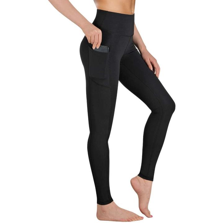 Hoge Taille Legging Dames Sport Fitness Yoga Broek Lange Ondoorzichtige Legging Yoga Broek Sportbroek Leggings Fitness Broek met Zakken Zwart  L