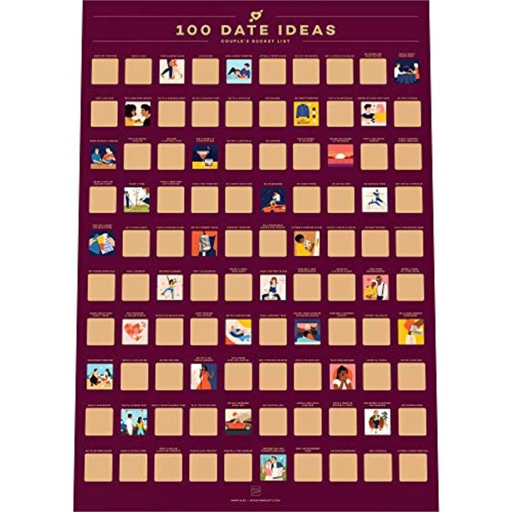 100 Dates Scratch Off Poster - 100 Afspraakjes Krasposter - Bucketlist Stelletjes - Cadeau-idee voor Valentijnsdag (42 x 59,4 cm) 