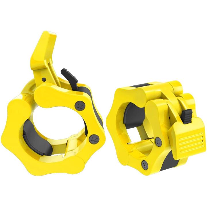 Barbell Clamps Collars, Quick Release Pair of Locking 2 inch Professional Olympic Weight Barbell Locks Collar Clips Great for Workout, Weightlifting, Fitness & Strength Training Yellow