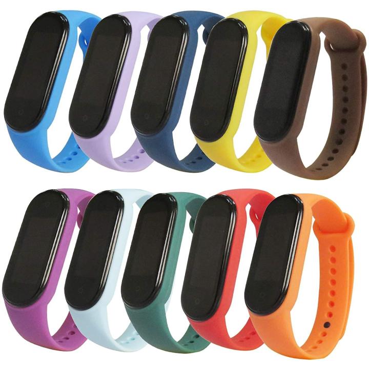 Band Compatibel met Xiaomi Mi Band 5 Banden, Zachte Siliconen Fitness Sport Vervanging Fitness Armband Siliconen Vervanging Bandjes voor Xiaomi Mi Band 5 10-Pack-A