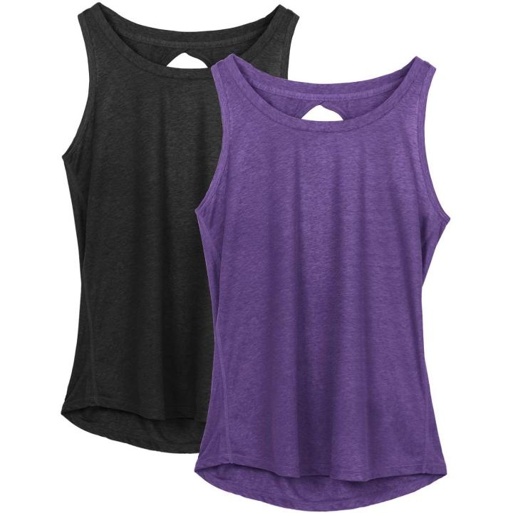 Dames Yoga Sport Tank Top Rugvrij Fitness Top Mouwloos Shirts 2 Pack L  zwartpaars