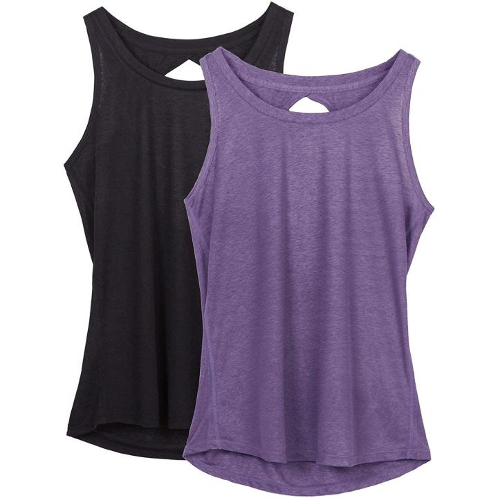 Dames Yoga Sport Tank Top Rugvrij Fitness Top Mouwloos Shirts 2 Pack L  zwartpaars.