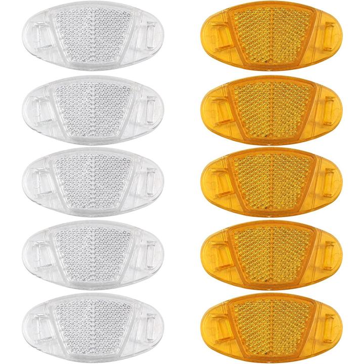 10 stuks fiets spark reflector reflecterende wiel sprak fiets clips fiets nacht veiligheid waarschuwing reflectoren sprak voor mountainbike (7 * 3,5 cm), oranje en wit 