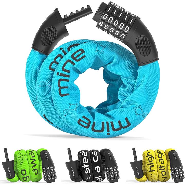 Fietsslot Cijferslot Stalen Ketting antidiefstal | Combinatieslot met Code: Fiets Scooterslot Motorslot Kettingslot Slot met Cijfers Diefstalbeveiliging Veilig Sterk 90cm lang Volwassen Kind Hek Poort Blauw
