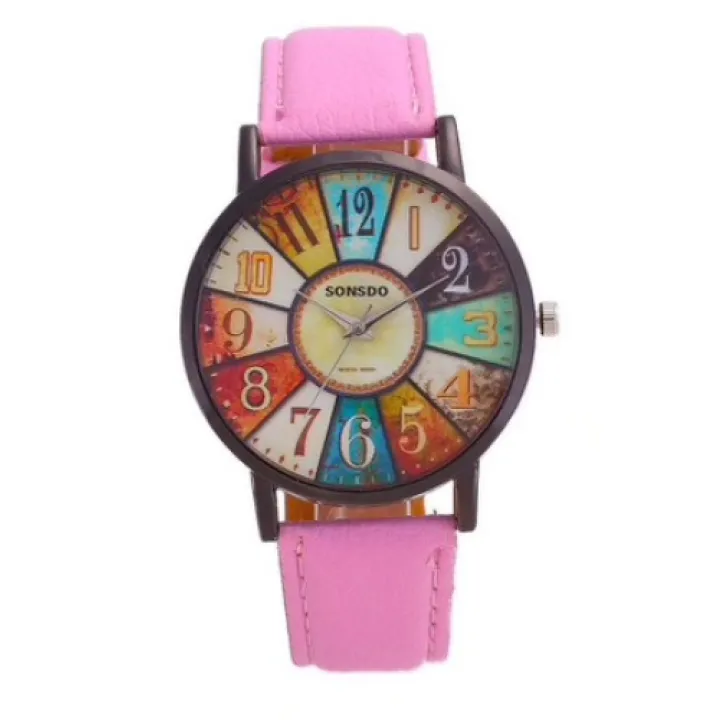 Hidzo Horloge Sonsdo Ø 37 mm - Roze - Kunstleer