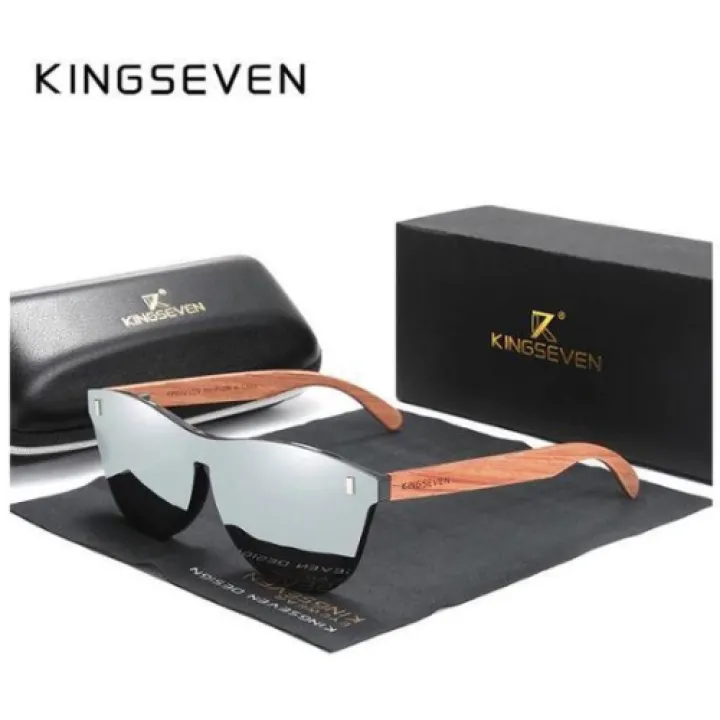 KingSeven Zonnebril Heren - Grey Oculos Bamboo UV400 en Polarisatie Filter
