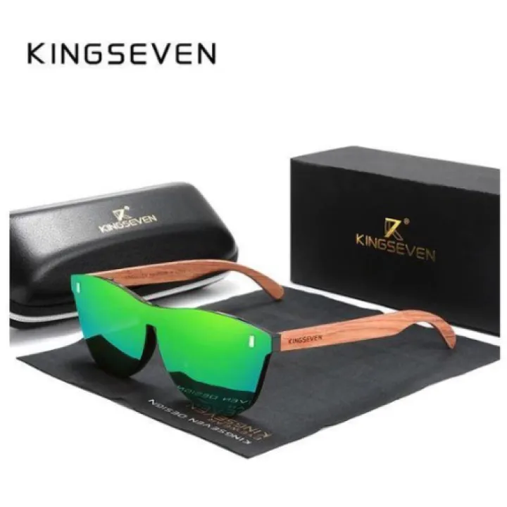 KingSeven - Zonnebril Heren - Green Oculos Bamboo UV400 en Polarisatie Filter