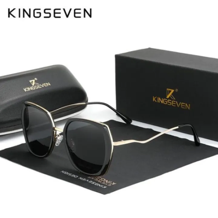 Kingseven Diva - Elegante Dames zonnebril met UV400 en polarisatie filter | Goudkleurig afgewerkt