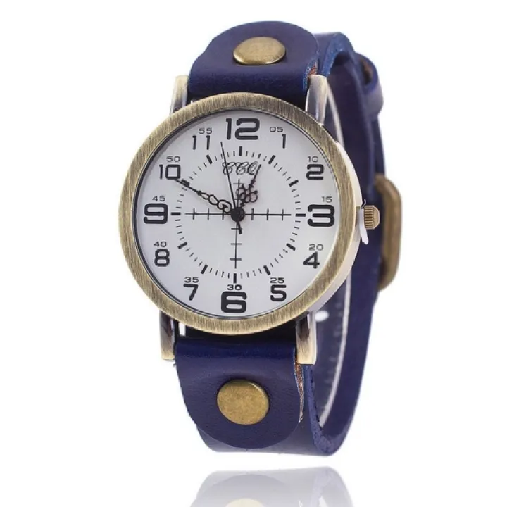 Hidzo Horloge Tijdloos - Ø 35 mm - Blauw  - Kunstleer