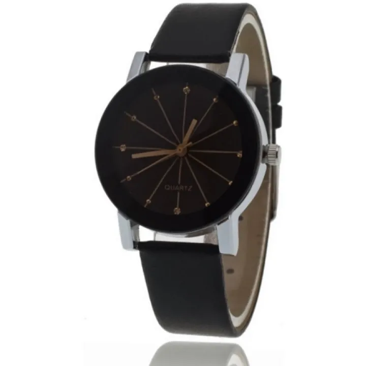 Black Quartz Horloge - PU lederen band - Rosegoud & Zwart - &oslash; 40 mm
