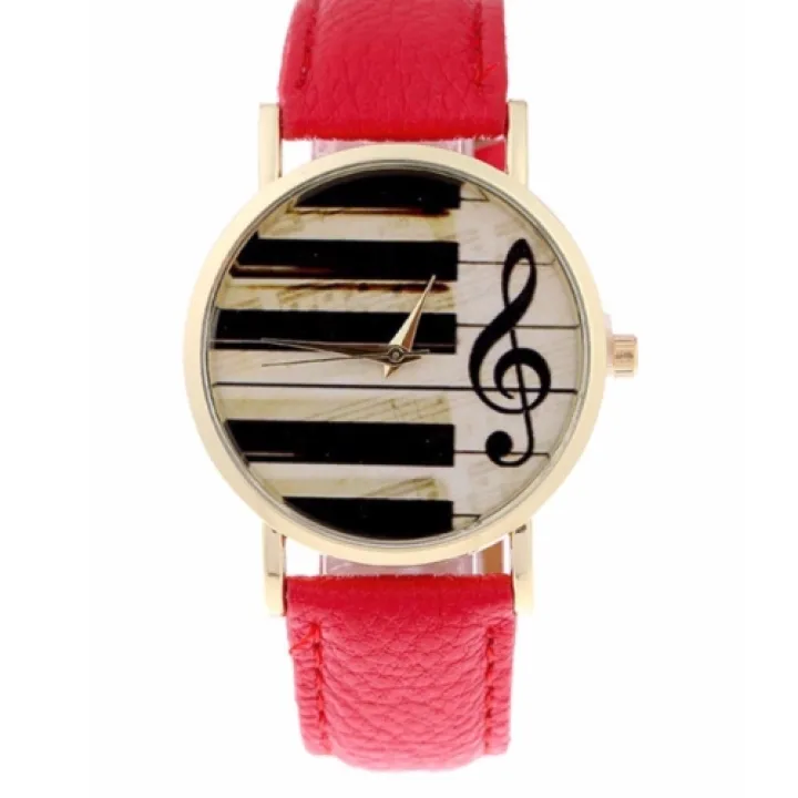 Hidzo Horloge Piano - Ø 37 mm - Rood - Kunststof