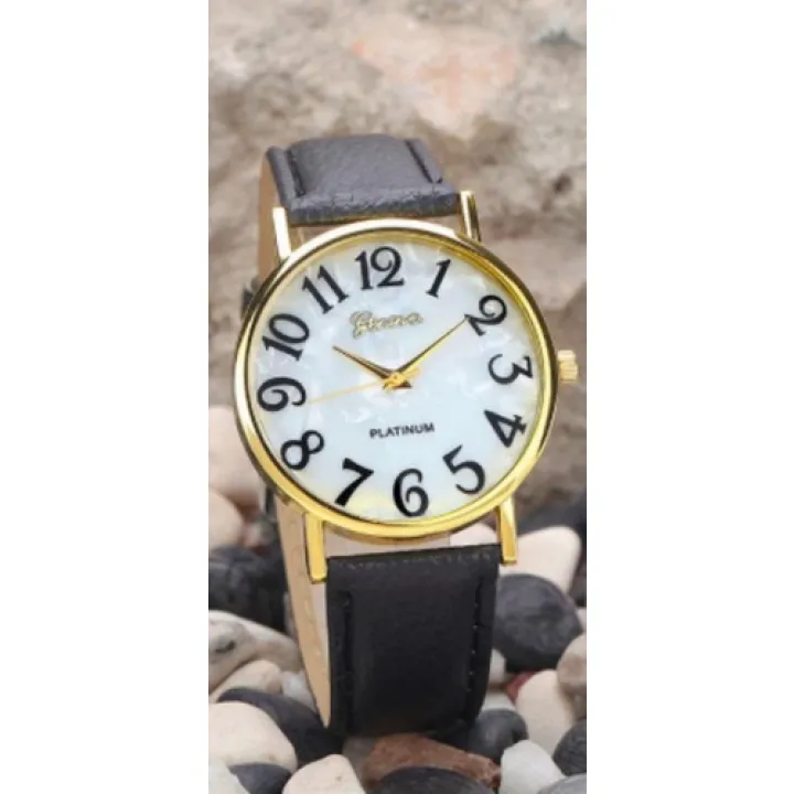 Hidzo Horloge Geneve Ø 37 mm - Zwart - Kunstleer