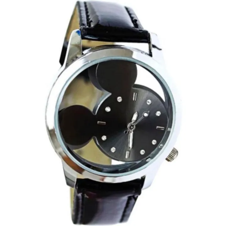 Hidzo Horloge Mickey Ø 37 mm - Zwart - Kunstleer