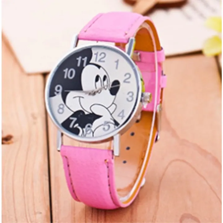 Hidzo Horloge Mickey Mouse Ø 37 mm - Roze - Kunstleer
