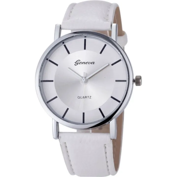 Hidzo Horloge Geneve Quartz Ø 37 mm - Wit - Kunstleer