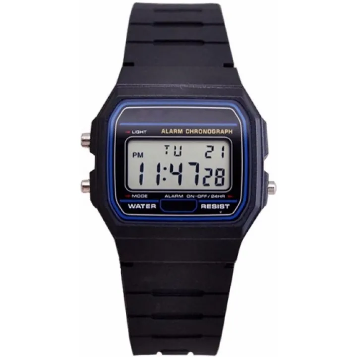 Hidzo Horloge Digital Watch Ø 37 mm - Zwart - Kunststof