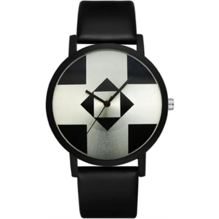 Hidzo Horloge Kruis Ø 37 mm - Zwart - Kunstleer