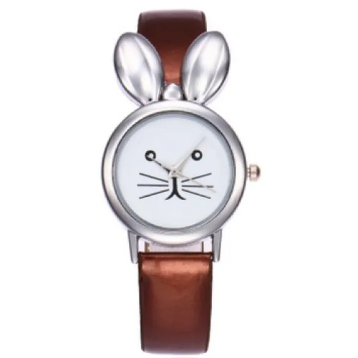 Hidzo Horloge Konijn Ø 37 mm - Bruin - Kunstleer