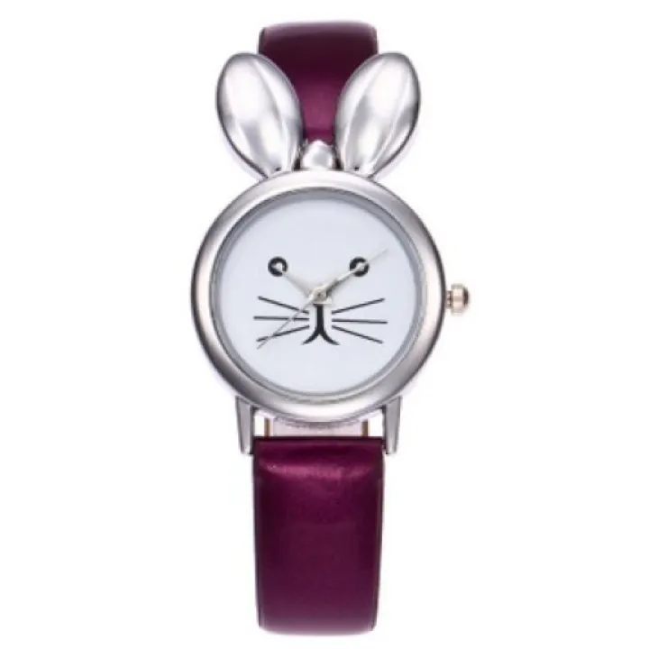 Hidzo Horloge Konijn Ø 37 mm - Paars - Kunstleer