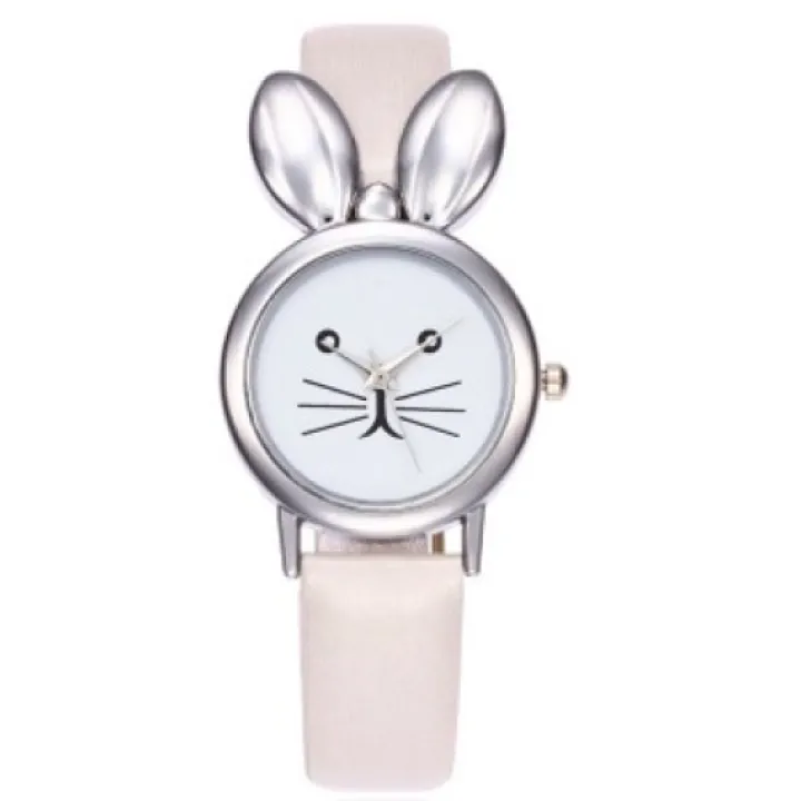 Hidzo Horloge Konijn Ø 37 mm - Wit - Kunstleer
