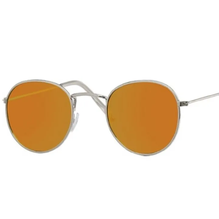 Hidzo Ronde Zonnebril Zilver - UV 400 - Oranje Glazen