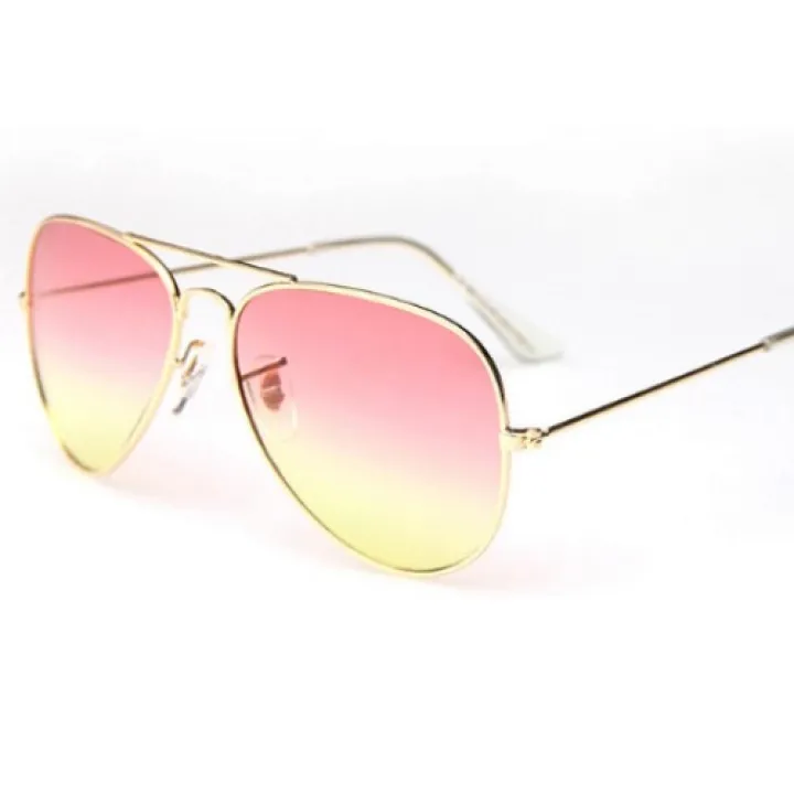Hidzo Zonnebril Pilotenbril Goudkleurig - UV 400 - Roze/Geel Glazen