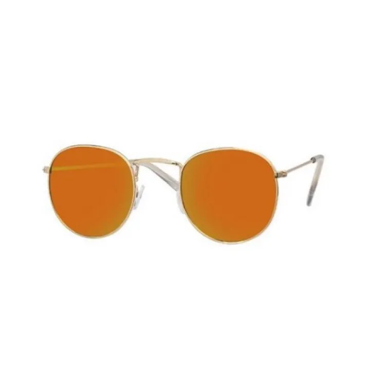 Hidzo Ronde Zonnebril Goudkleurig - UV 400 - Oranje Glazen