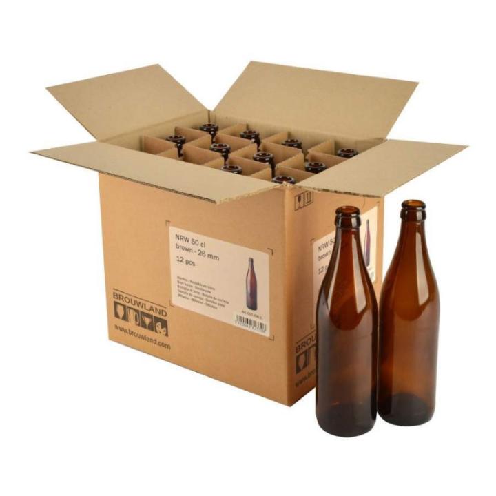 Bierfles Nrw 50 Cl, Bruin, 26 Mm, Doos 12 St.
