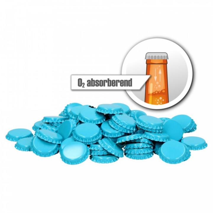 Licht blauw  kroonkurk 26mm O2 Absorberend 100st.