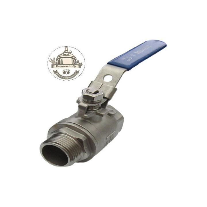 Kogelkraan 2-Delig Bi-Bi Draad 1/2" RVS 316