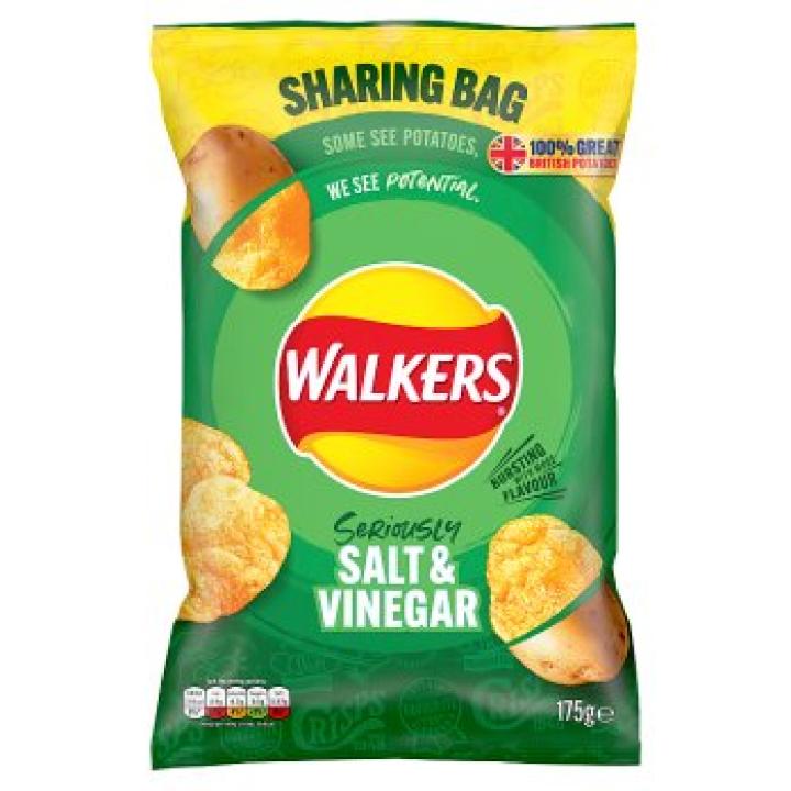 Walkers Salt & Vinegar Sharing Crisps 175g