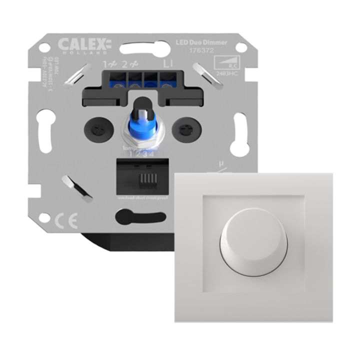 Calex LED Wanddimmer -Inbouw Dimmer -Fase afsnijding -Universeel met afdekplaat